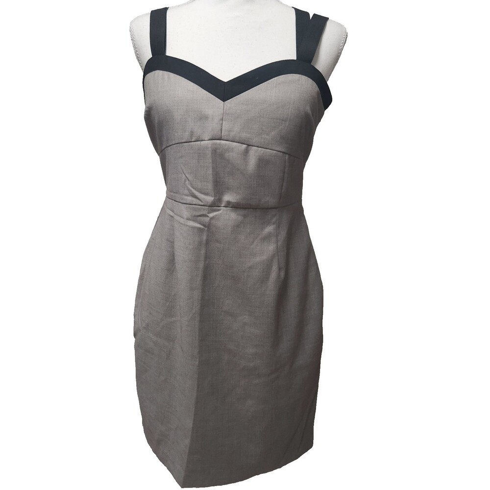 C Luce Womens Sleeveless Strappy Stretchy Brown Black Trim Casual Sheath Dress M